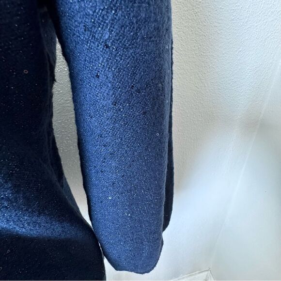 Chico’s Y2K Sequin Pullover Puff Sleeve Midnight Blue Sweater SZ S NWT - Picture 4 of 9